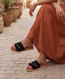 BESTIE FRINGE SLIPPER X5-502 - SCHWARZ