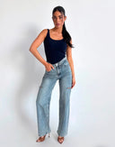 UNIQUE THE LABEL JUNE WIDE LEG JEANS MID BLUE