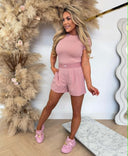 UNIQUE THE LABEL CHELSEA SHORT SLEEVE TOP - VINTAGE PINK