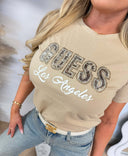 GUESS SS CN SNAKE SCRIPT T-SHIRT W6YI30K4349 - A117 KHAKI
