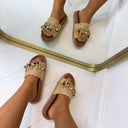 BESTIE FRINGE SLIPPER X5-502 - KHAKI