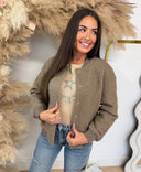 GUESS AZHA SHERPA BOMBER V6YL08W3267 - G1AQ TAUPE