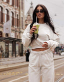 UNIQUE THE LABEL PEGGY CROPPED SWEATER - LIGHTGREY
