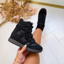 SPARKLING WEDGE BOOT HB-330 - BLACK
