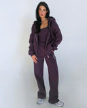 UNIQUE THE LABEL IMANI WIDE LEG JOGGER DEEP BERRY