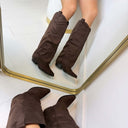 BOTTE COWBOY MI-MOLLETTE T-317 - BRUN