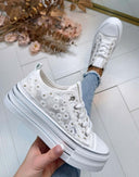FLOWER LACE SNEAKER LS698 - WHITE
