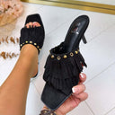 FRINGE SLIPPER MET HAK 826 BLACK