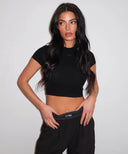 UNIQUE THE LABEL GILL CROPPED TEE DEEP BLACK