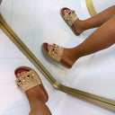 BESTIE FRINGE SLIPPER X5-502 - KHAKI