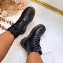 BOTTINES À TALONS FAÇON CUIR 6010-89 - NOIR/PU