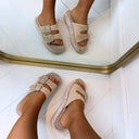 *SALE* STICH PLATEAU SLIPPER 2269 - KHAKI