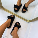 SUEDINE BOW SLIPPER LS-379 - SCHWARZ