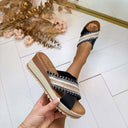 PRINT PLATEAU SLIPPER HG-116 - BLACK