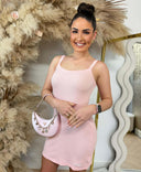 GUESS STELLA ROBE COURTE CÔTELÉE V6GK11K3181 - G67B ROSE PÂLE