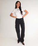 UNIQUE THE LABEL JUNE WIDE LEG JEANS WASHED BLACK