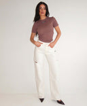 UNIQUE THE LABEL JUNE WIDE LEG JEANS - OFF WHITE