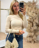 GUESS URSULA LONGSLEEVE CROP TEE V7RI27K99DP - G1DW BEIGE