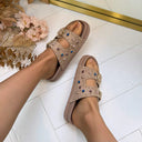 GEKLEURDE STEENTJES SLIPPER LS393 - KHAKI