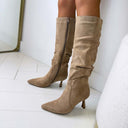 FEINER WILDLEDERSTIEFEL MIT ABSATZ DES8032 - KHAKI/SUE