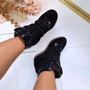 STEVE MADDEN MAVIS WEDGE 5696 - BLACK SUEDE
