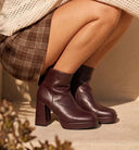 NOOR LEATHER LOOK BLOK HAK *M-717-1* - BORDEAUX