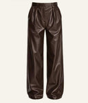 UNIQUE THE LABEL ZIVA LEATHER PANTALON BROWN