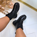 *ACTIE* LEATHER LOOK BOOT DES901 - BLACK
