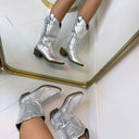 *AKTION* COWBOY STIEFEL SHORT DEN928 - SILVER
