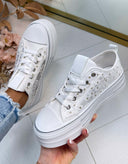 FLOWER LACE SNEAKER LS698 - WHITE