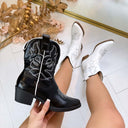 *ACTIE* BESTIE BOOT DES952 - BLACK/PU&WHITE/PU
