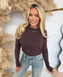 GUESS NAT RIB LONGSLEEVE TOP V6RP08KD932 - A154 BROWN