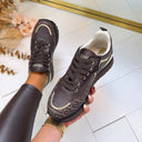 LIU JO MAXI WONDER 01 SNEAKER MONOGRAM SAFFIANO MOKA