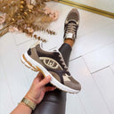 LIU JO TRIXIE 01 SNEAKER CALF LEATHER/MESH HAVANA/MOKA