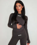 UNIQUE THE LABEL NENA LONGSLEEVE TOP CHARCOAL