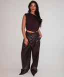 UNIQUE THE LABEL ZIVA LEATHER PANTALON BROWN