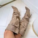 BOTTE À TALON FINASUEDINE DES8032 - KAKI/SUÈDE