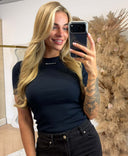 UNIQUE THE LABEL JILL TOP MANCHES COURTES - CHARCOAL