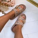 GEKLEURDE STEENTJES SLIPPER LS393 - KHAKI