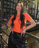 UNIQUE THE LABEL JILL SHORT SLEEVE TOP - ORANGE