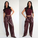UNIQUE THE LABEL ZIVA LEATHER PANTALON BURGUNDY