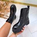 *ACTIE* LEATHER LOOK BOOT DES901 - BLACK