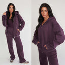 UNIQUE THE LABEL NYLA WIDE LEG JOGGER DEEP BERRY
