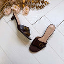 *LAATSTE MAAT 39* ZOE SLIPPER MET HAK LS5453 - BROWN