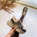 BUFFALO BLISS WARM SNEAKER 18350 - BEIGE/BLACK/LEOPARD