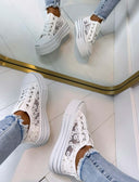 FLOWER LACE SNEAKER LS698 - WHITE