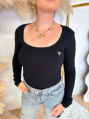 GUESS COLETTE LONGSLEEVE RIB TOP V4BP07K8RT2 - BLACK