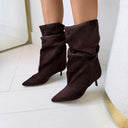 FEINER WILDLEDERSTIEFEL MIT ABSATZ DES8032 - KHAKI/SUE