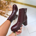 NOOR LEATHER LOOK BLOK HAK *M-717-1* - BORDEAUX