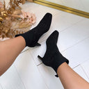 LA STRADA SOCK HAK LAARSJE 2131725-4501 - BLACK KNITTED+STONES